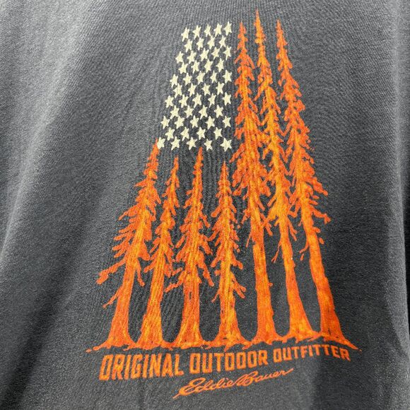 Eddie Bauer Men's Size L Blue Red American Flag Forest Graphic T-Shirt - Picture 1 of 5